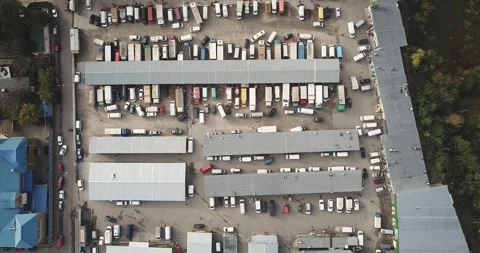 Aerial hyper lapse (hyperlapse - time lapse) of a large logistics park Stock Footage 140439662