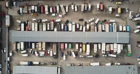 Aerial hyper lapse (hyperlapse - time lapse) of a large logistics park Stock Footage 140439716