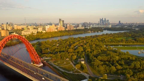 Aerial hyper lapse of the modern cable-stayed bridge Stock Footage 115665727