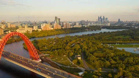 Aerial hyper lapse of the modern cable-stayed bridge Stock Footage 115665728