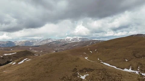 Aerial hyper lapse of mountain landscape in early spring season Stock Footage 308771268
