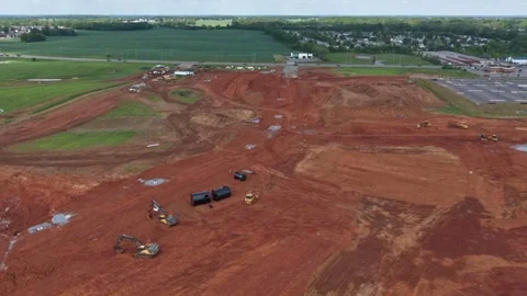 Aerial hyper lapse of a new construction site in a rural area in America Stock Footage 333822414