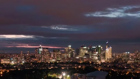 Aerial Hyper lapse of Paris Skyline La Defense Business District At Night Video stock 171022649