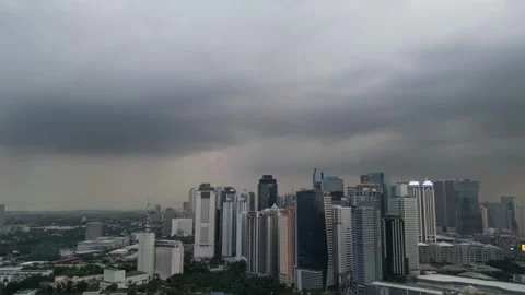 Aerial hyper lapse of Quezon City at dusk 5 Stock Footage 318588085