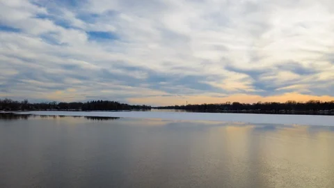 Aerial Hyper-lapse Riverside During Spring Season in Montreal, Canada Stock Footage 106400424