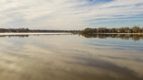 Aerial Hyper-lapse Riverside During Spring Season in Montreal, Canada Stock Footage 106400875