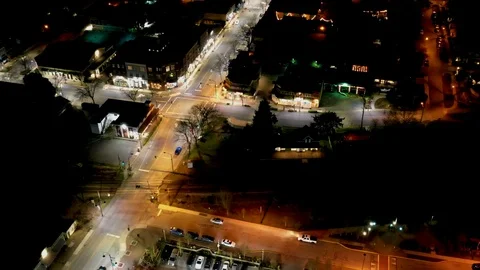 Aerial hyper lapse of small quiet town at night Stock Footage 125225612