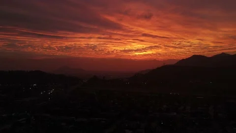 Aerial hyper lapse of the sunset over Santiago de Chile Stock Footage 135495400