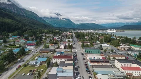 Aerial hyper lapse video Seward, Alaska, USA. July 18, 2025. Stock Footage 314526032