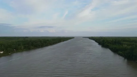 Aerial Hyper lapse of windy day in Amazon River 4K timelapse Stock Footage 152542435