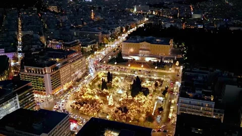 Aerial hyper time lapse view of the Syntagma Square in Athens Stock Footage 310833499