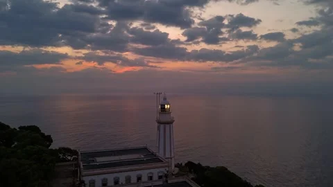 Aerial Hyperlapse 4K - Cap Sant Antoni Lighthouse at Sunset, Javea Spain Vidéo 335501332