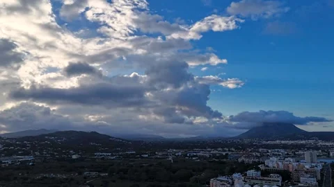 Aerial Hyperlapse 4K - Fast Clouds Over Montgó Valley, Javea Spain 動画素材 335550212