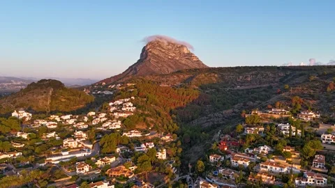 Aerial Hyperlapse 4K - Montgó Mountain Luxury Villas Golden Hour, Javea Spain Видео 335501051