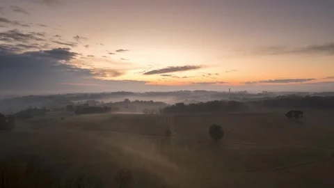 Aerial hyperlapse above the Mist Stock Footage 244970960