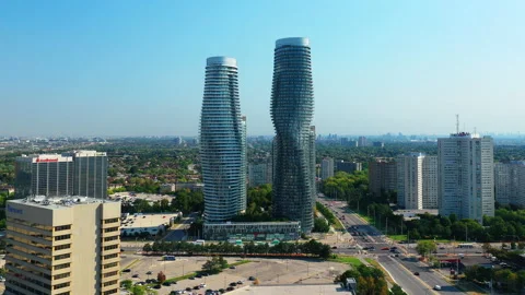 Aerial hyperlapse of the Absolute World Complex in Mississauga, Ontario, Ca.. Stock Footage 229955408