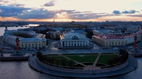 Aerial Hyperlapse Of Architectural Complex “Spit Of Vasilyevsky Island”  Video stock 98360786
