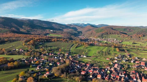 Aerial Hyperlapse between Soultz and Wuenheim in Alsace, France Stock Footage 293497824