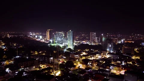 An aerial hyperlapse of a building construction at night Vídeos de archivo 218345937
