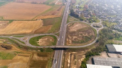 Aerial hyperlapse of busy highway junction Video stock 74407335