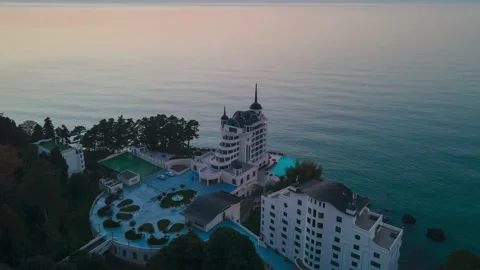Aerial Hyperlapse of Castello Mare Hotel, Georgia 2021 Stock-Footage 167603522