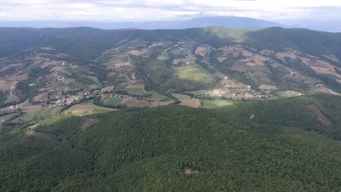 Aerial Hyperlapse of clouds shades moving on the landscape ground Stock Footage 89783239