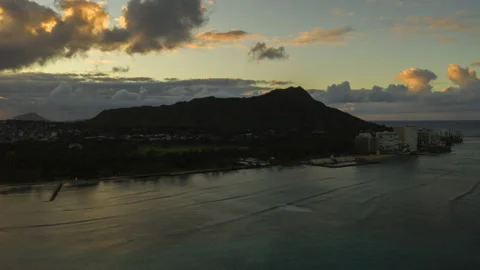Aerial Hyperlapse of Diamond Head during Sunrise Stock Footage 136390462