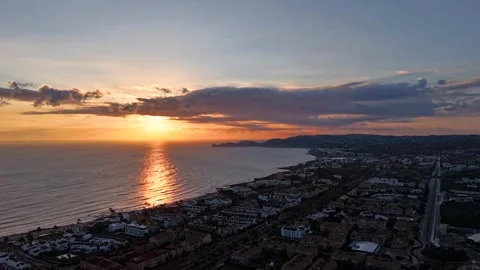 Aerial Hyperlapse Drone Storm Clearing Over Montgó and Javea Arenal Residen 動画素材 335550320