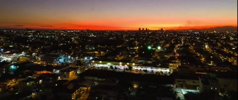 Aerial hyperlapse drone view of city Santo Domingo Este Stock Footage 231924804