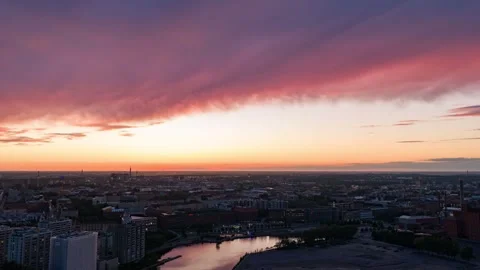 Aerial hyperlapse of evening clouds moving over Sornainen and Hanasaari in Stock Footage 337197887