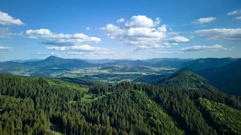 Aerial Hyperlapse Flying Sideways Revealing Vast Carpathian Mountain Panorama Stock Footage 336374220