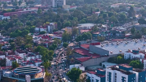 Aerial hyperlapse of heavy traffic on a main avenue in Mexico City Stock Footage 331223040