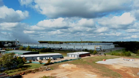 Aerial Hyperlapse of Industrial District with Data Infrastructure Stock Footage 328667176