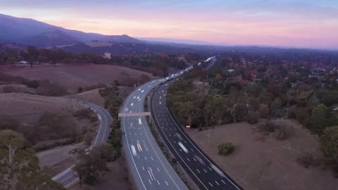 Aerial Hyperlapse of Interstate 280 in Silicon Valley. Stock Footage 162381813