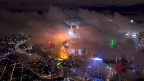 Aerial Hyperlapse of KLCC during dramatics scenery 動画素材 164045246