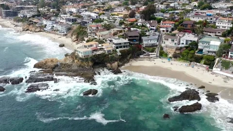 Aerial Hyperlapse of the Laguna Beach Coastline in Orange County California Stock Footage 150940431