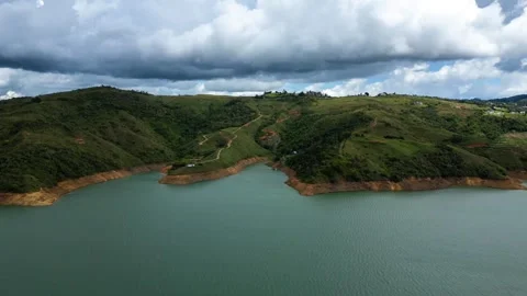 Aerial Hyperlapse Lake Calima Clouds Moving. Mountain Shadows. Stock Footage 278141955