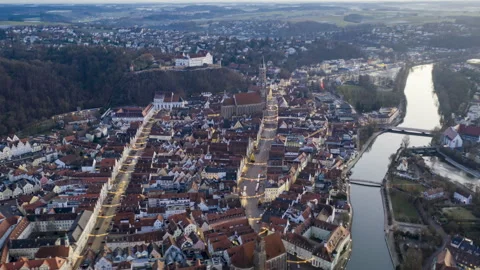 Aerial hyperlapse of Landshut Stock Footage 147325817