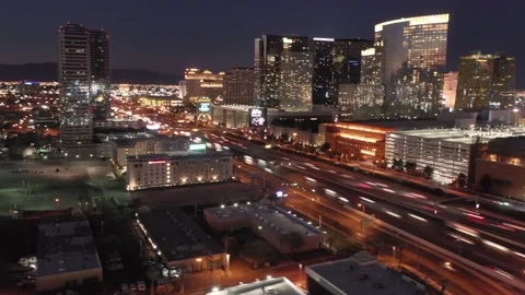Aerial Hyperlapse of Las Vegas freeway Traffic at rush hour Stock Footage 162380067