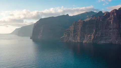Aerial hyperlapse of Los Gigantes Cliffs on Tenerife, Canary Islands, Spain Stock Footage 145604802