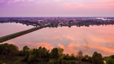 Aerial Hyperlapse of Mantova Stock Footage 95530433