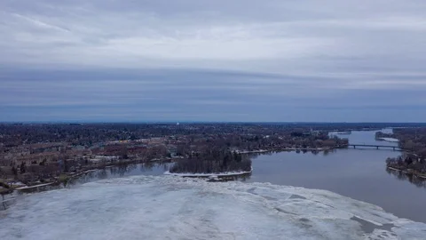 Aerial Hyperlapse of Melting River During Spring Season Stock Footage 106313704