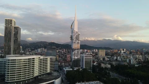Aerial hyperlapse of modern buildings in downtown of Batumi. Georgia 2020 Stock-Footage 147184533