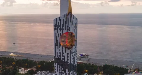 Aerial hyperlapse of modern buildings in downtown of Batumi. Georgia 2020 Stock-Footage 147185141