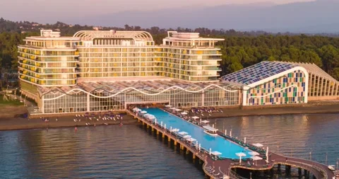 Aerial Hyperlapse of Modern hotel Paragraph. Georgia Stock-Footage 147119933