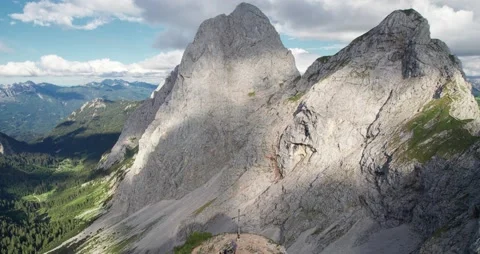 Aerial Hyperlapse of Mountain Range Day to Night Transition in the Alps Stock Footage 236499693