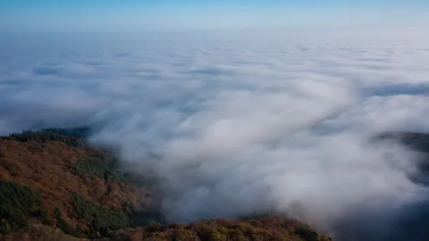 Aerial Hyperlapse Over Misty Mountains Stock Footage 264382663