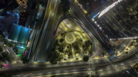 Aerial hyperlapse over Plaza de Lectura Saramago Stock Footage 327824131