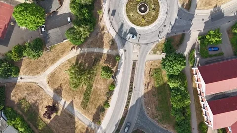 Aerial hyperlapse over a roundabout and streets in Blankenburg Harz Stockbeeldmateriaal 337978816