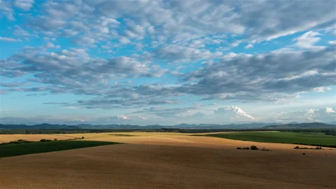 Aerial Hyperlapse Over Yellowed Wheat Fields Stock Footage 236726710